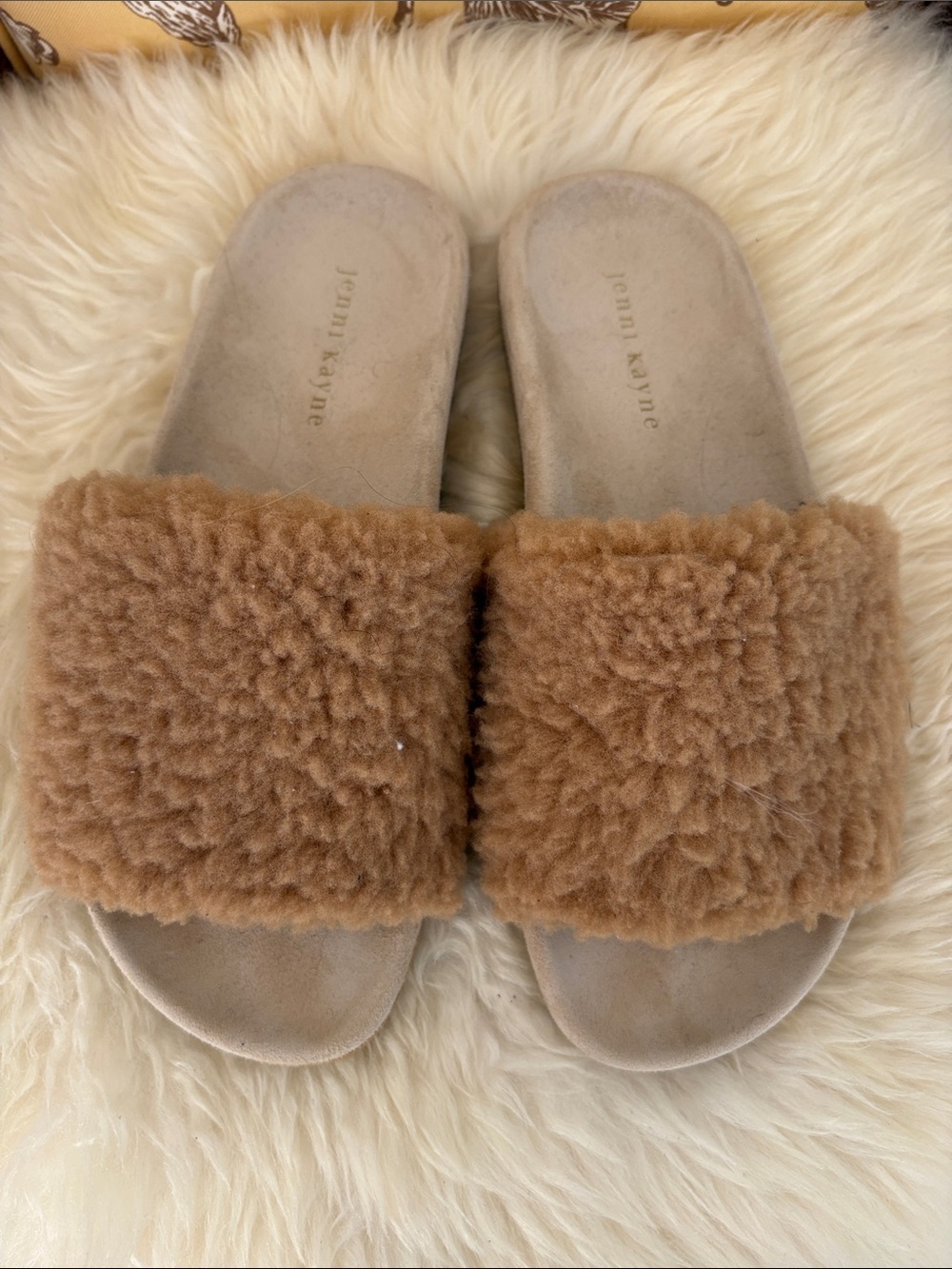 Jenni Kayne Brown Shearling Slide Sandals